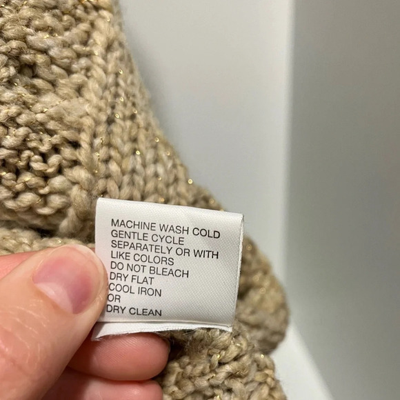 Vintage Berretti Made in Italy Open Knit Tan Gold Metallic Cardigan Medium - Picture 8 of 8